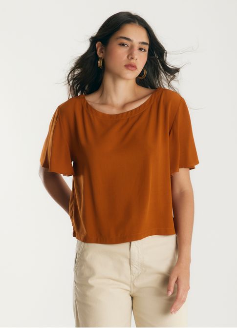 T-shirt textura viscose leve caqui