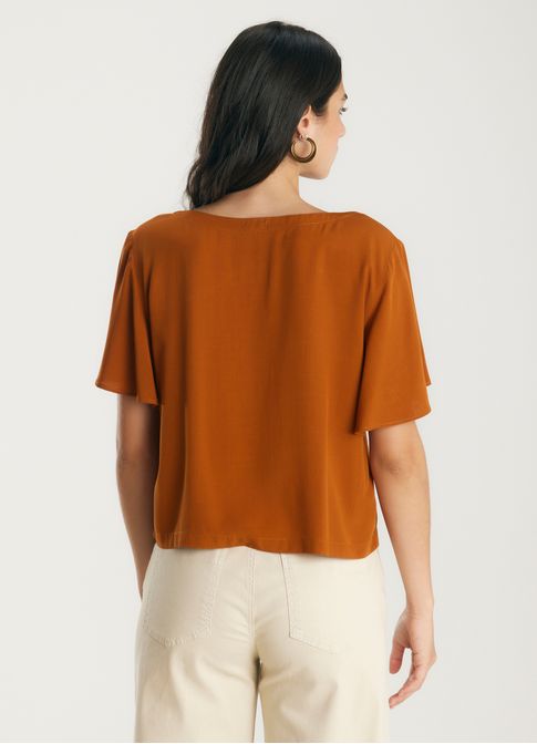 T-shirt textura viscose leve caqui