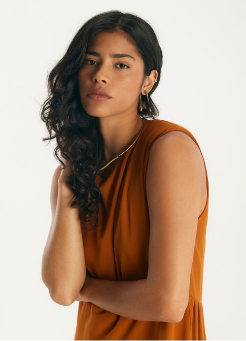Vestido textura viscose leve caqui