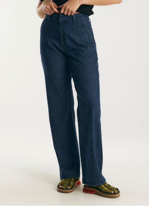 Calça jeans reta alfaiataria jeans