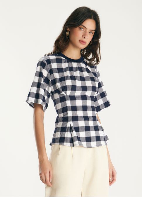 Blusa pence algodão maxi vichy