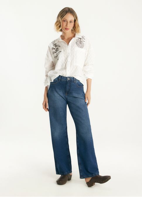Calça jeans reta oversized jeans