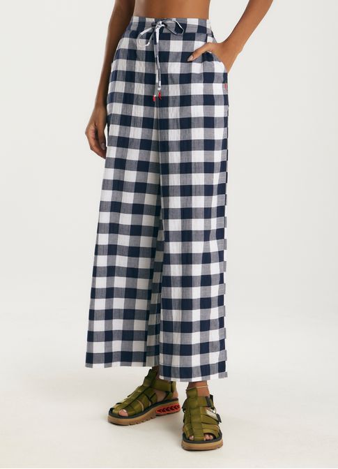 Calça algodão maxi vichy