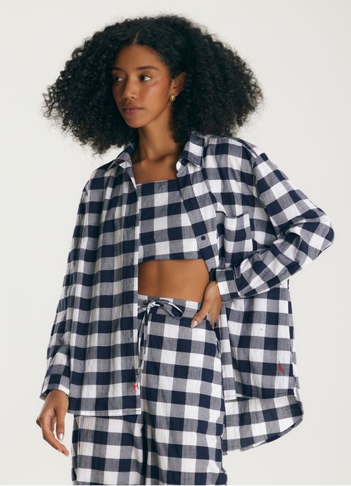 Camisa com top algodão maxi vichy