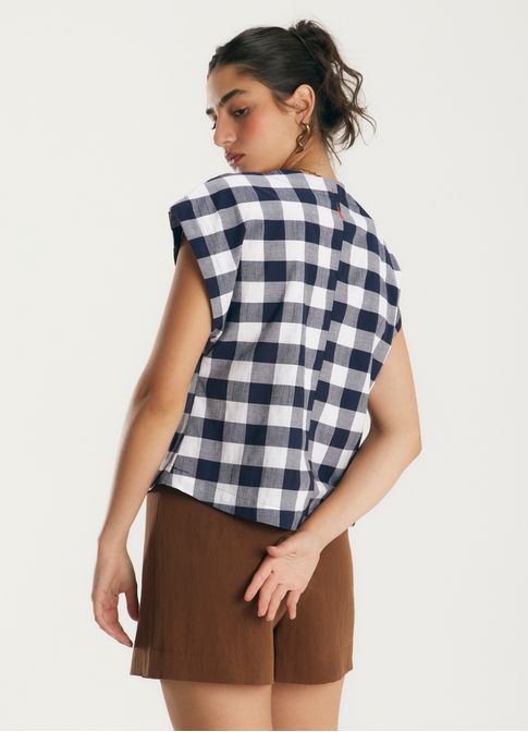 T-shirt algodão maxi vichy