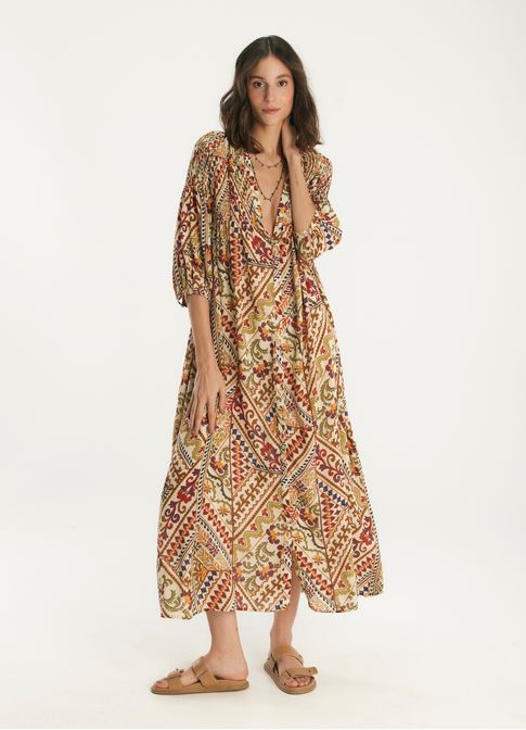 Vestido longo estampado rubiá
