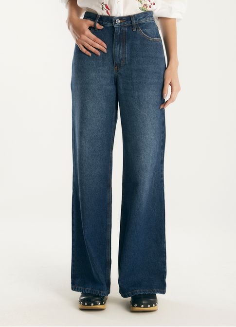 Calça jeans wide leg basic jeans