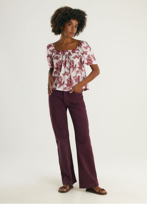 Calça sarja reta basic roxo