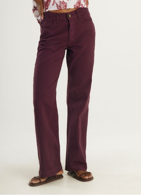 Calça sarja reta basic roxo