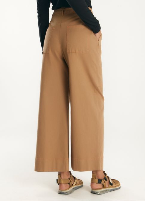 Calça sarja maxi leg marrom