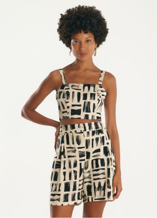 Top linho estampado barcelona