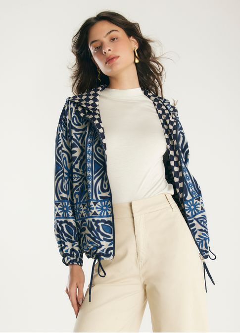 Casaco windbreaker double estampado valência