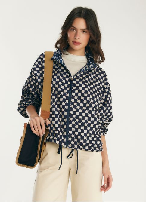 Casaco windbreaker double estampado valência