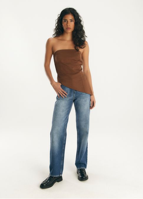 Calça reta cantão verde jeans