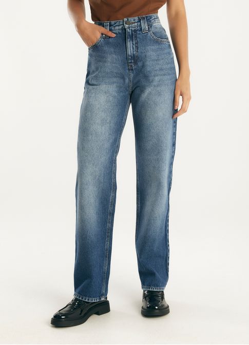 Calça reta cantão verde jeans