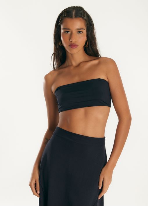 Top cropped faixa alça removível undr preto