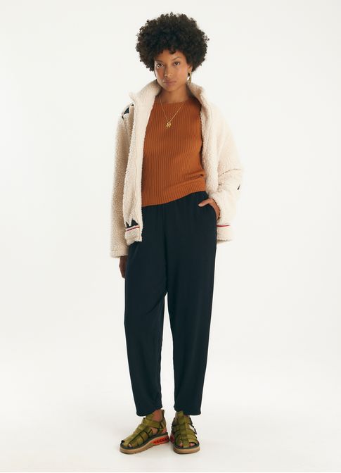 Calça baggy viscose preto