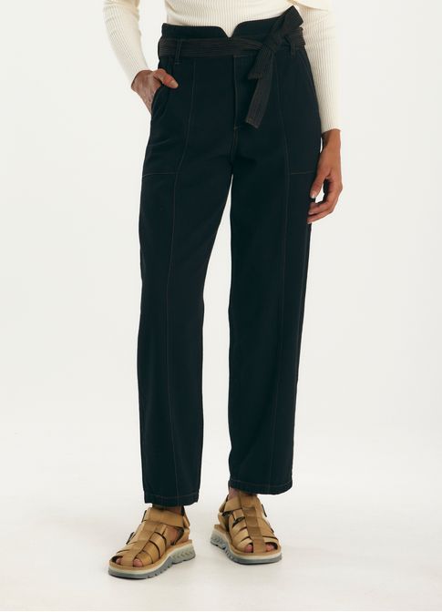 Calça sarja clochard linho preto