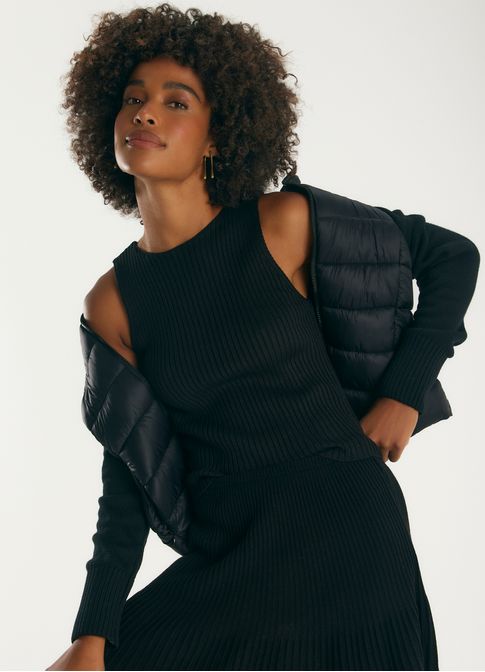 Blusa slim tricô preto