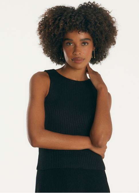 Blusa slim tricô preto