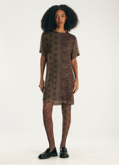 Vestido curto tule estampado andaluzia