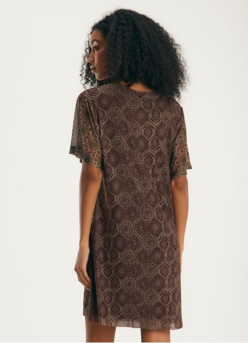 Vestido curto tule estampado andaluzia