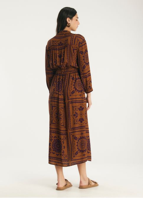 Vestido decote v estampado andorra