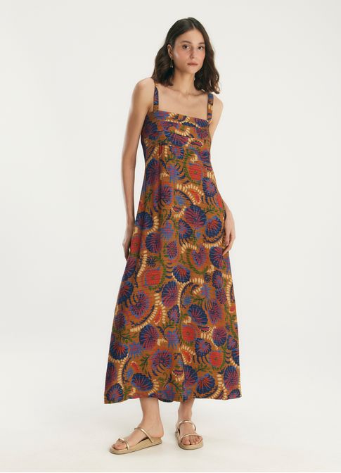 Vestido alça estampado tango
