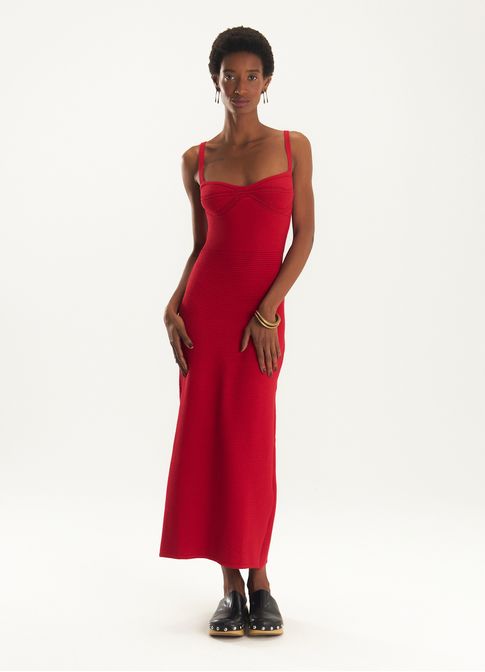 Vestido tricô lab vermelho
