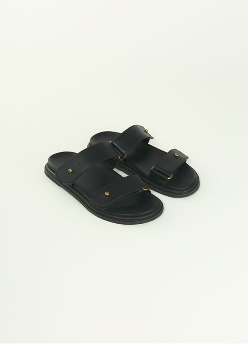 Sandália couro arq preto