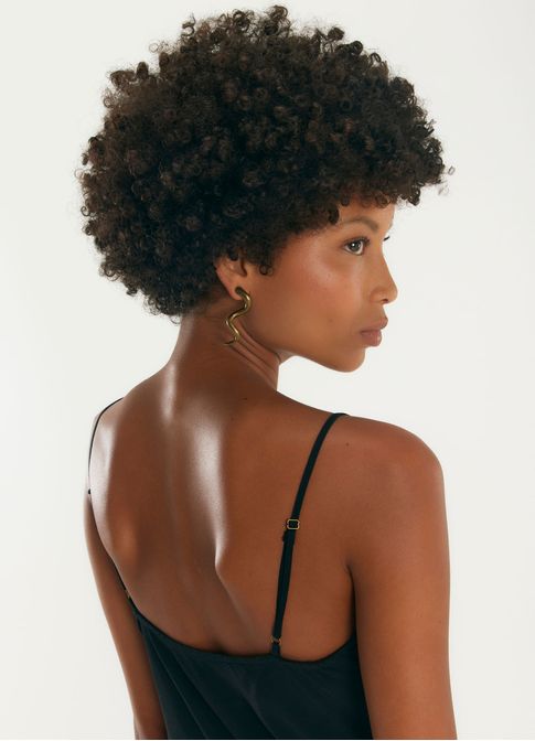 Vestido slip dress crepe preto