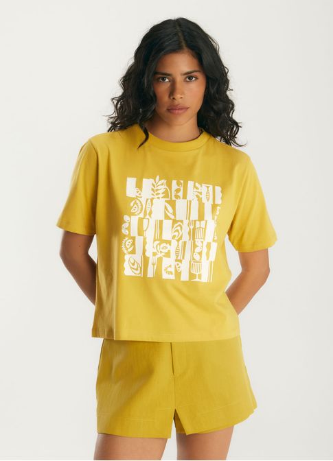 T-shirt box paella amarelo