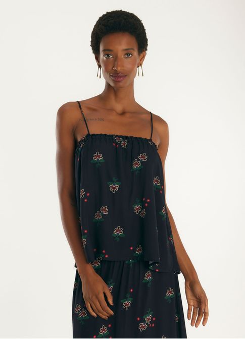 Blusa alcinha estampada flamenco