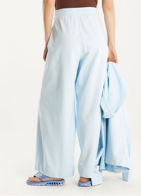 Calça moletinho recortes azul