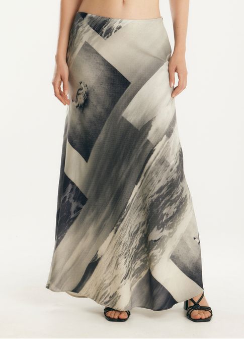 Saia linho estampada oceânica