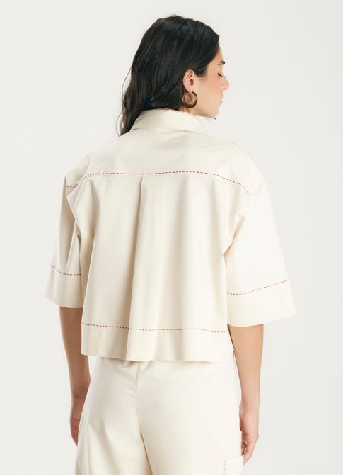 Camisa algodão estruturado areia