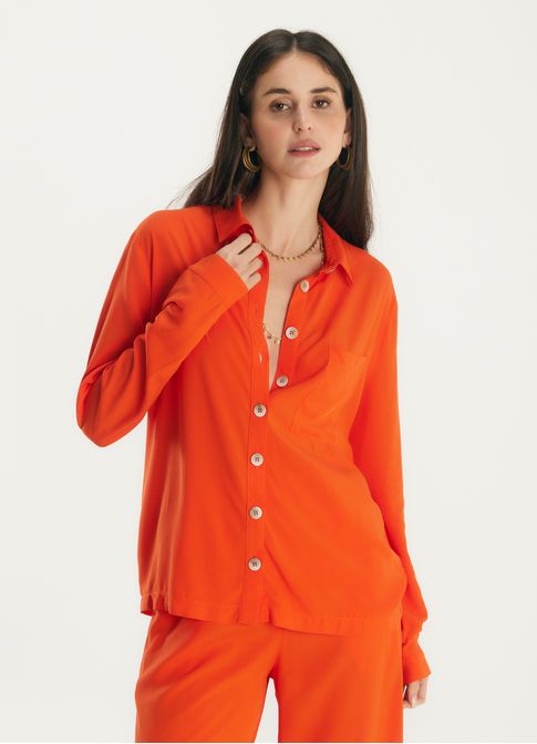 Camisa viscose caminhos laranja