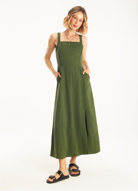 Vestido liocel alfaiataria verde escuro