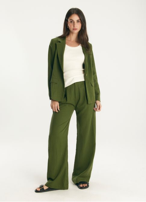 Calça liocel alfaiataria verde escuro