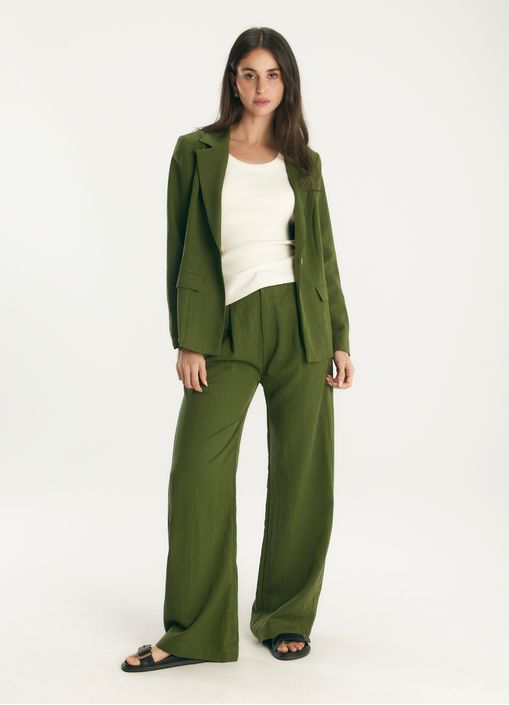 Calça liocel alfaiataria verde escuro