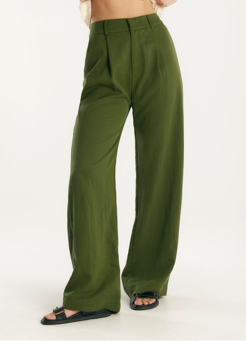 Calça liocel alfaiataria verde escuro
