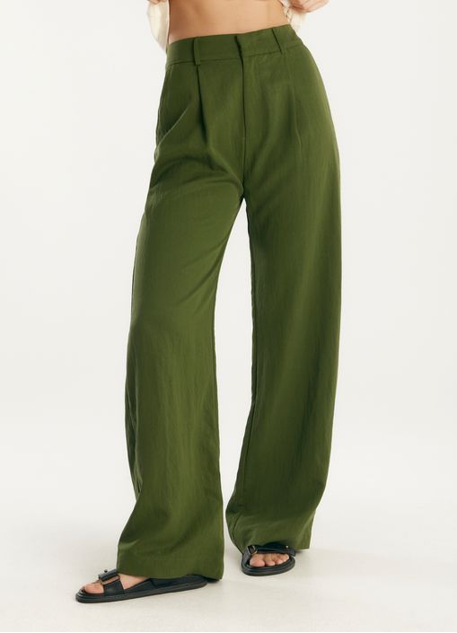 Calça liocel alfaiataria verde escuro
