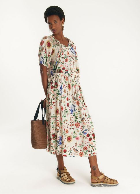 Saia midi estampada caiena