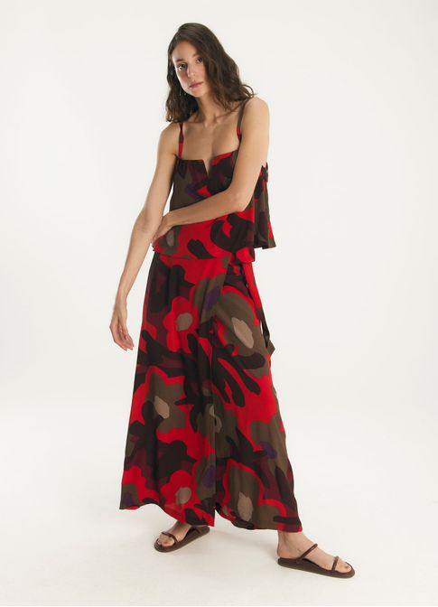 Blusa de crepe decote estampada valentina