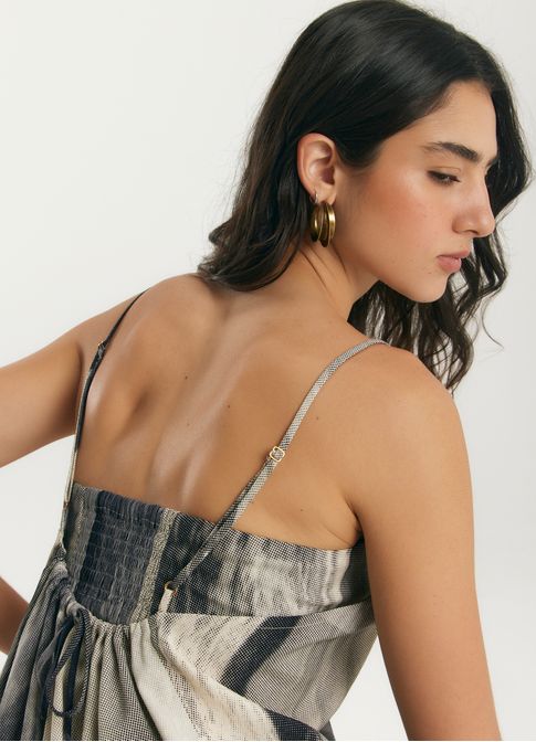 Vestido linho estampado oceânica