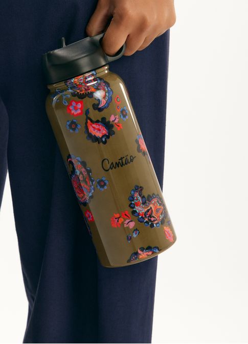 Garrafa térmica estampada paisley acqua