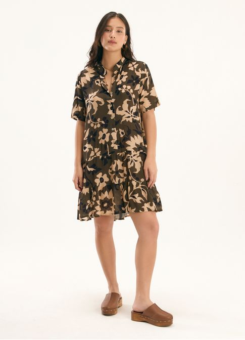 Vestido curto estampado flora