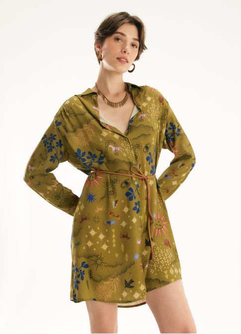 Vestido curto estampado jornada