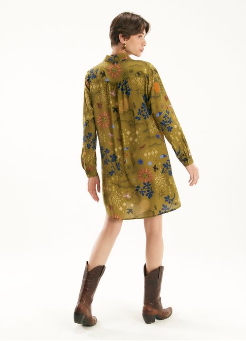 Vestido curto estampado jornada