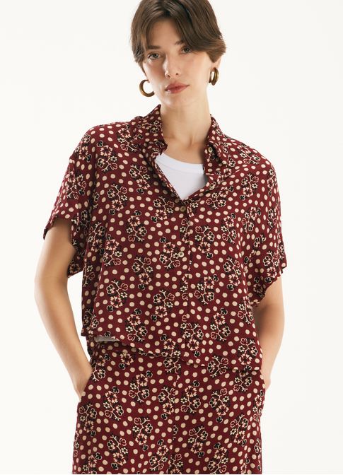 Camisa curta estampada lola